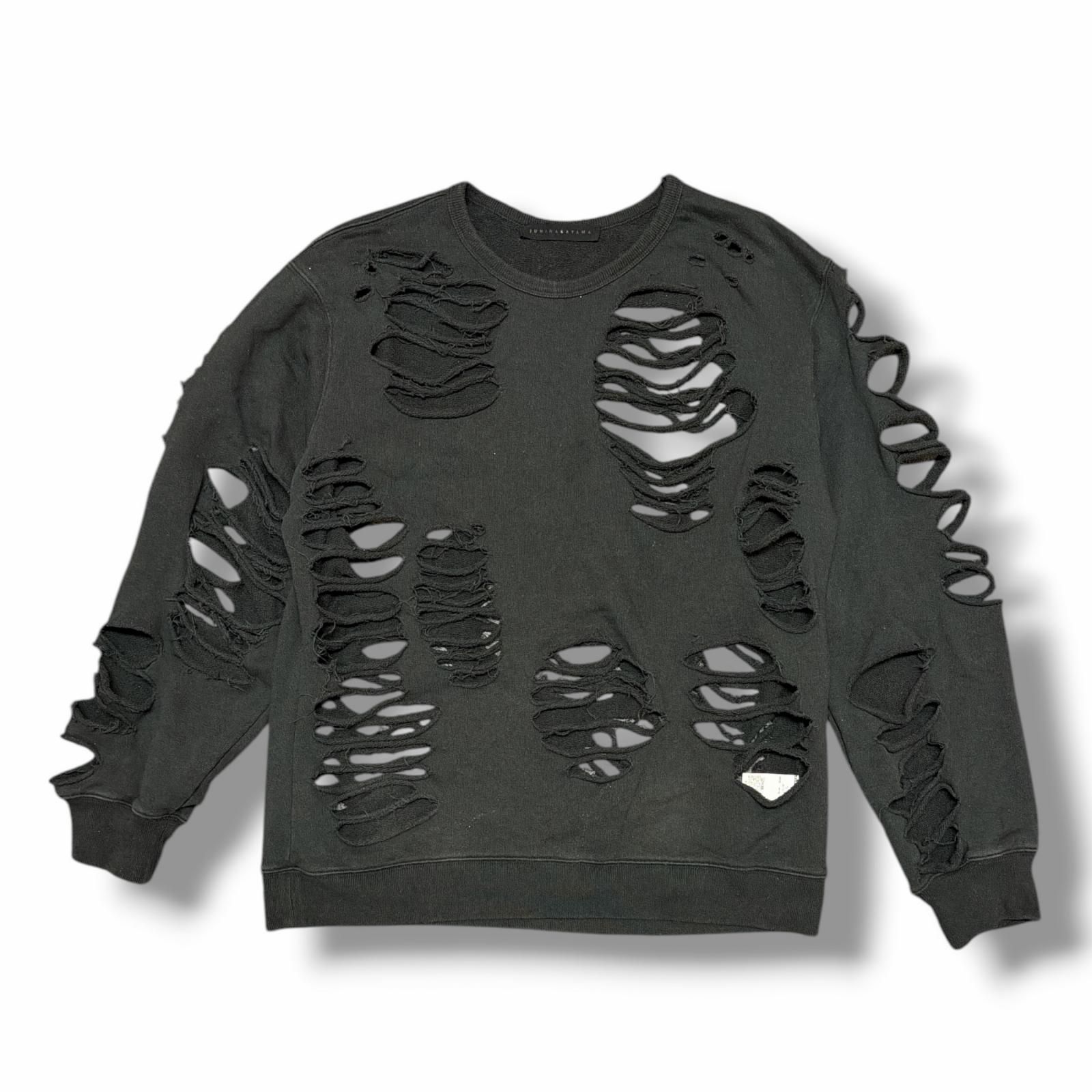 参考上代30800円 JUN/NAKAYAMA 25AW DISTRESSED CREWNECK デストロイ
