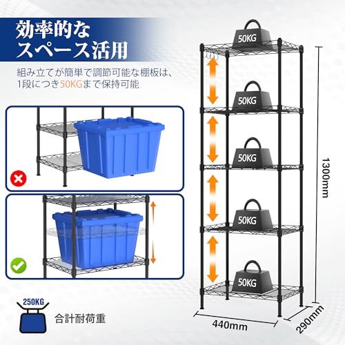 スチール製 ブックワゴン(ブックトラック)　スチールラック　メタルラック WORKPRO スチールラック 5段 耐荷重250kg 幅44×奥行29×高さ130cm
