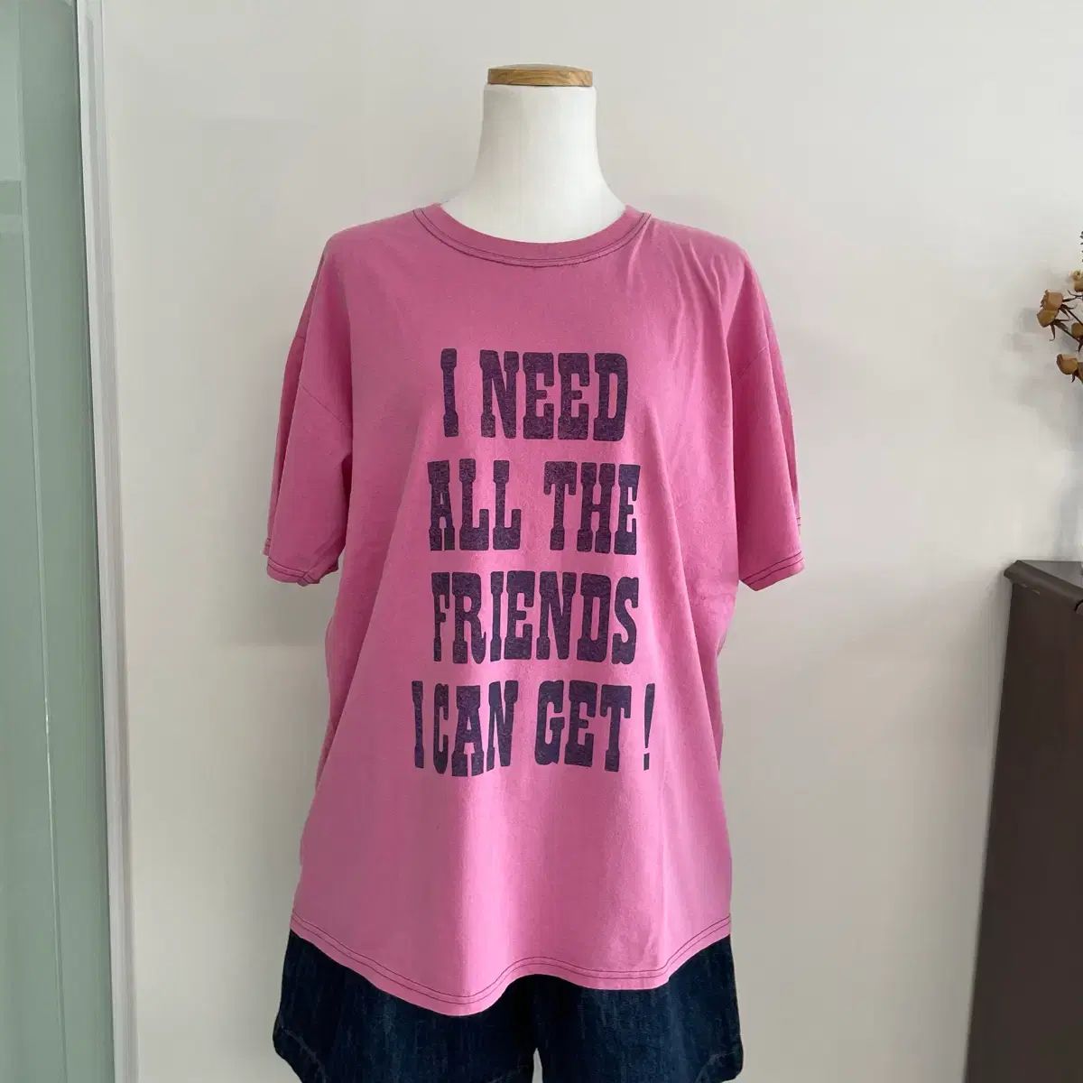 ワイルドピンク プリンティング ヴィンテージ 半袖Tシャツ