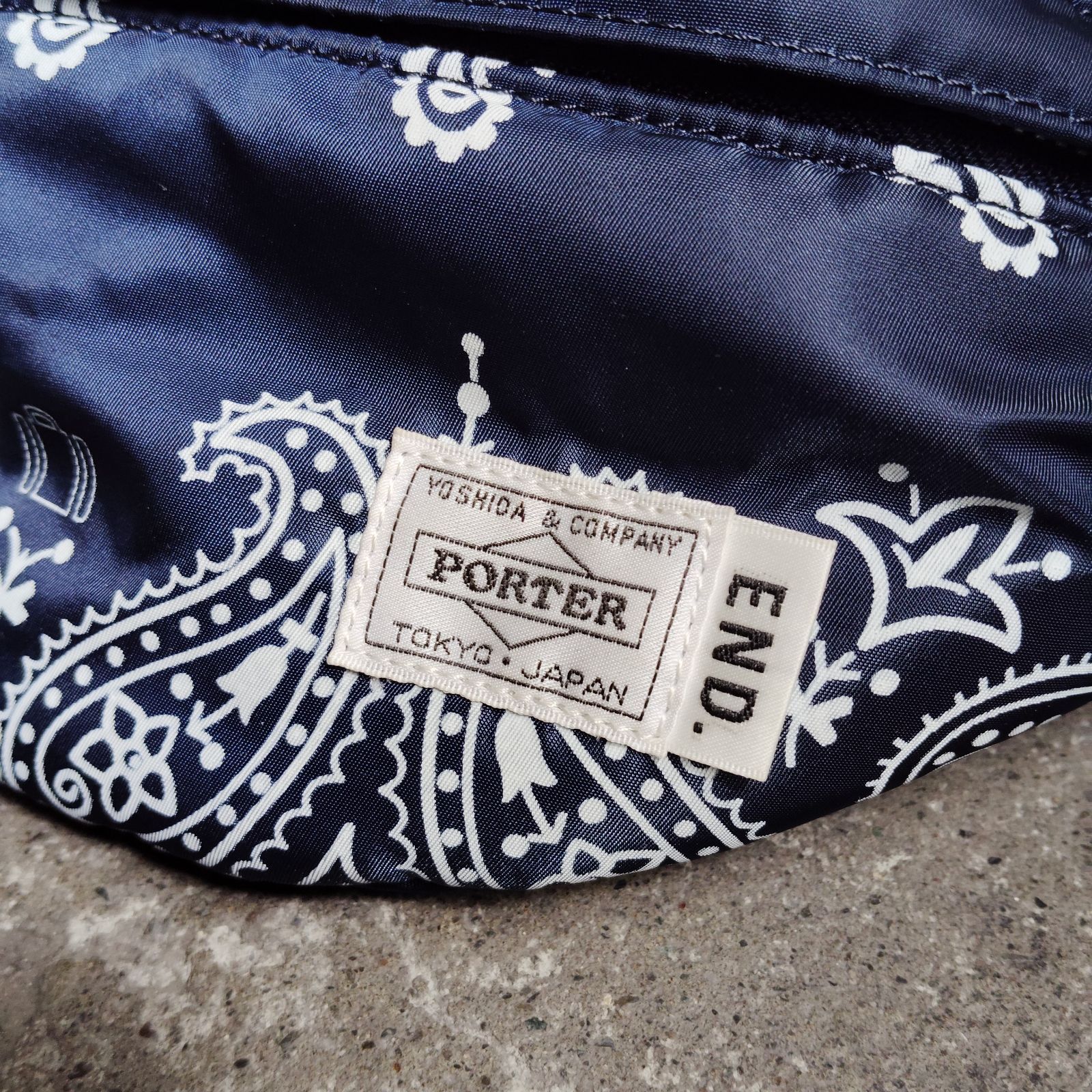 PORTER × END. BANDANA WAIST BAG ネイビー ポーター エンド バンダナ