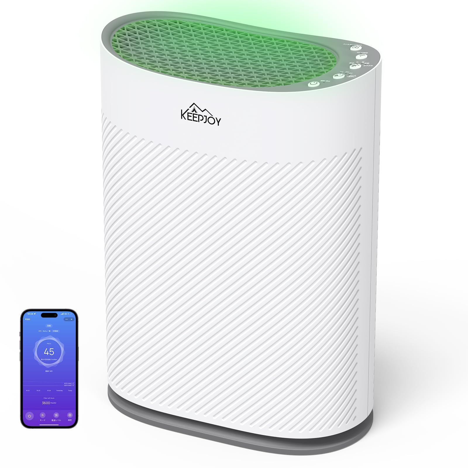 KEEPJOY 空気清浄機 ペット特化 【ペットの毛と臭い対策・花粉対策】 18畳 ハイパワー 噛みつき対策の強化電源コード ペットの毛対策 使い捨ての静電プレフィルター フィルターの寿命延ばし スマホ遠隔操作 汚れ度可視化 自動検知 花粉対 9f84cc68