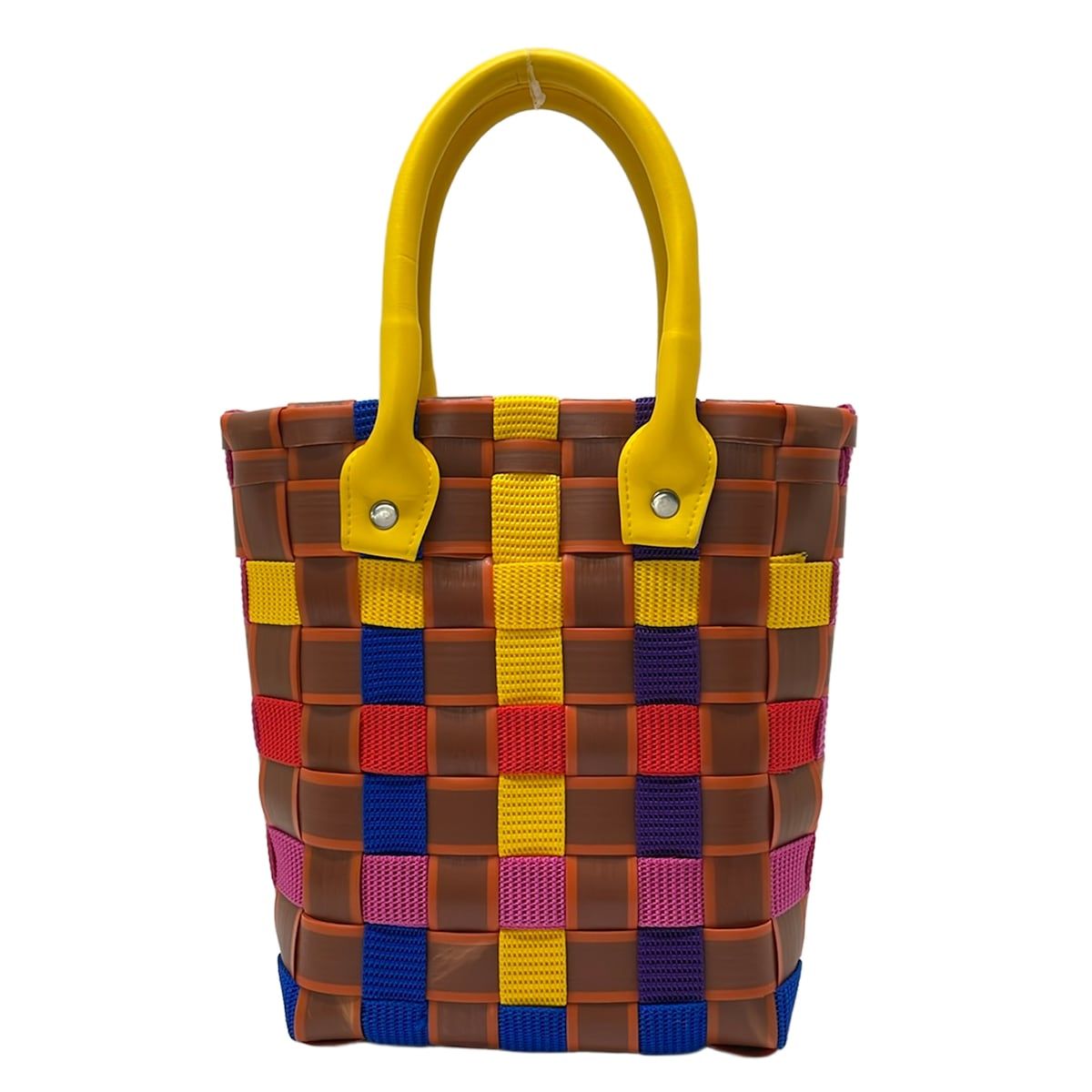 MARNI(マルニ) トートバッグ美品 - ブラウン×イエロー×マルチ 編み込み 
