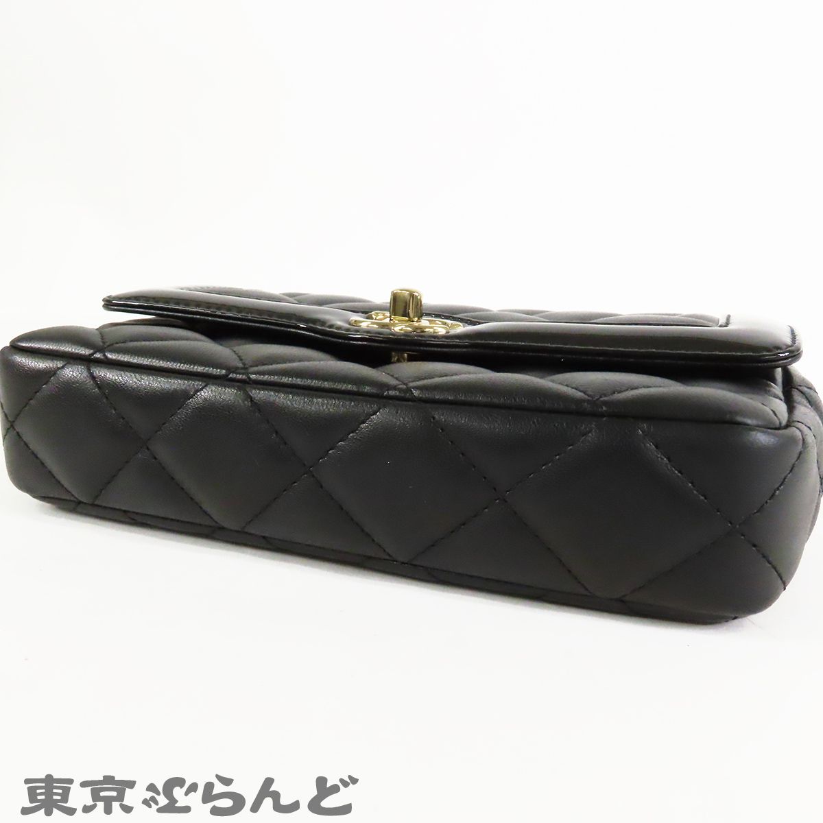 シャネル CHANEL チェーン フラップバッグ ブラック 黒 ゴールド金具 