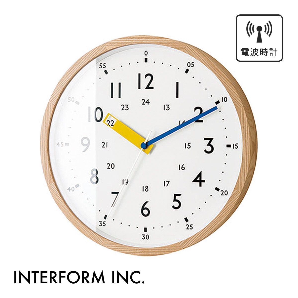 Storuman ストゥールマン ウォールクロック［電波時計］【イエロー】CL-2937 YE INTERFORM インターフォルム 壁掛け時計 インテリア 知育 お祝い 子供部屋 ポップ おしゃれ 可愛い