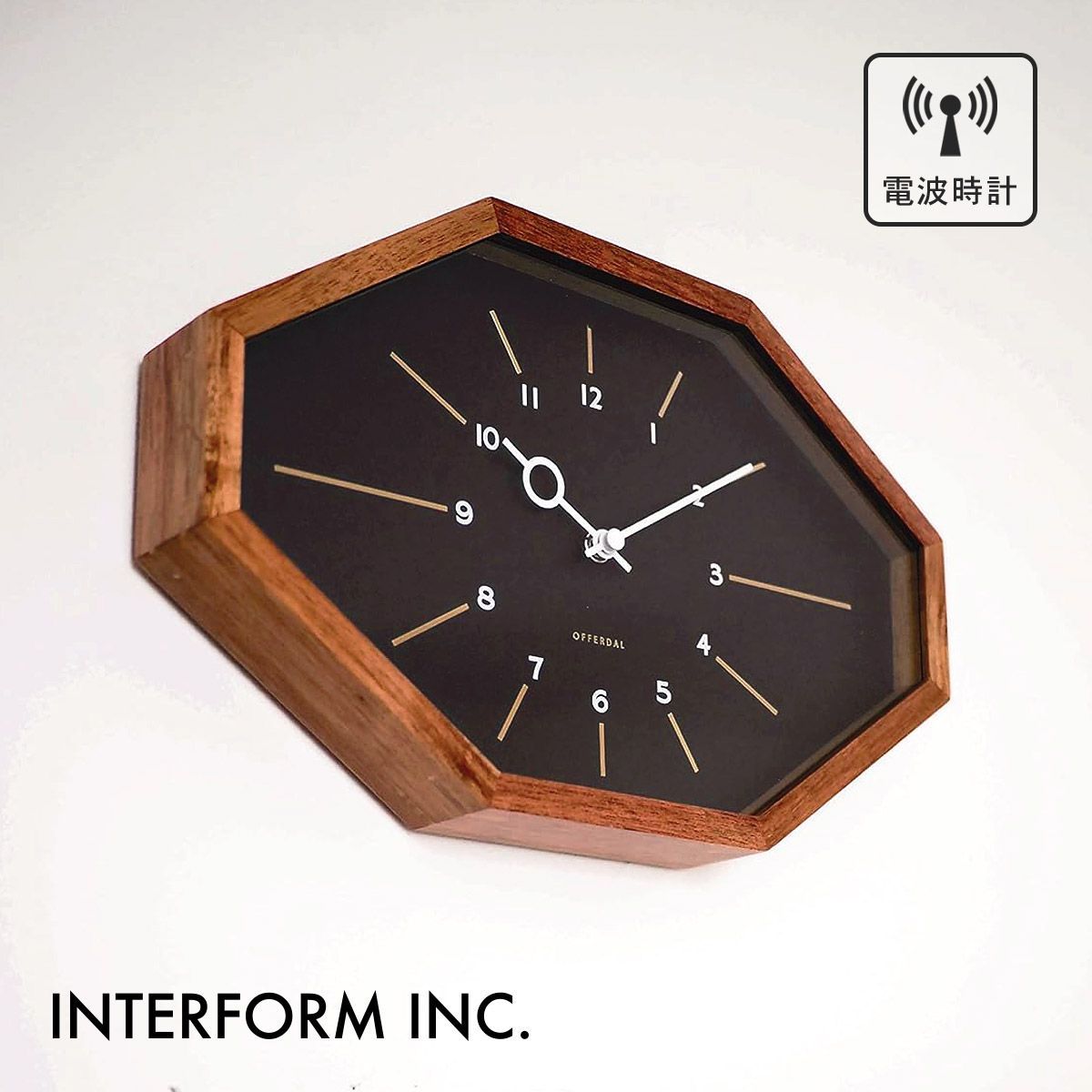 Belmonte ベルモンテ ウォールクロック［電波時計］【ブラック】CL-3024 BK INTERFORM インターフォルム 壁掛け時計 インテリア 北欧 ナチュラル おしゃれ モダン ミッドセンチュリー レトロ