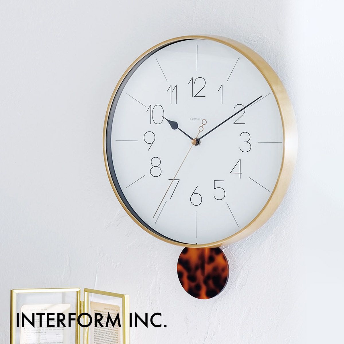 Meloi メロワ ウォールクロック［振り子時計］CL-4093 INTERFORM インターフォルム 壁掛け時計 インテリア モダン スイープムーブメント 連続秒針 静音 おしゃれ シンプル エレガント