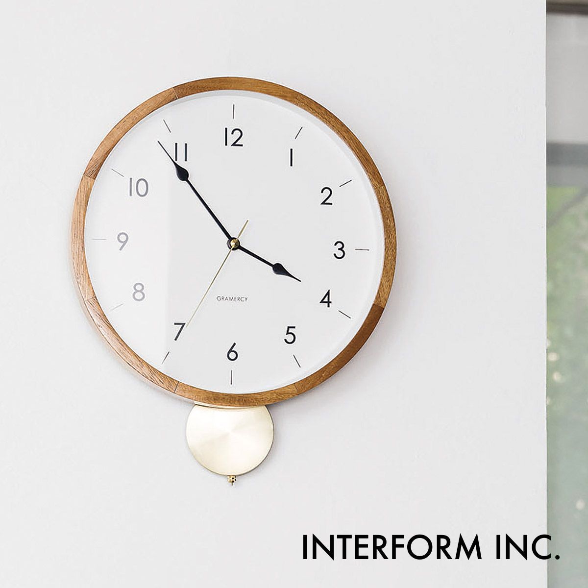 Bellocq べロック ウォールクロック［振り子時計］CL-4261 INTERFORM インターフォルム 壁掛け時計 インテリア ナチュラル スイープムーブメント 連続秒針 静音 おしゃれ シンプル エレガント