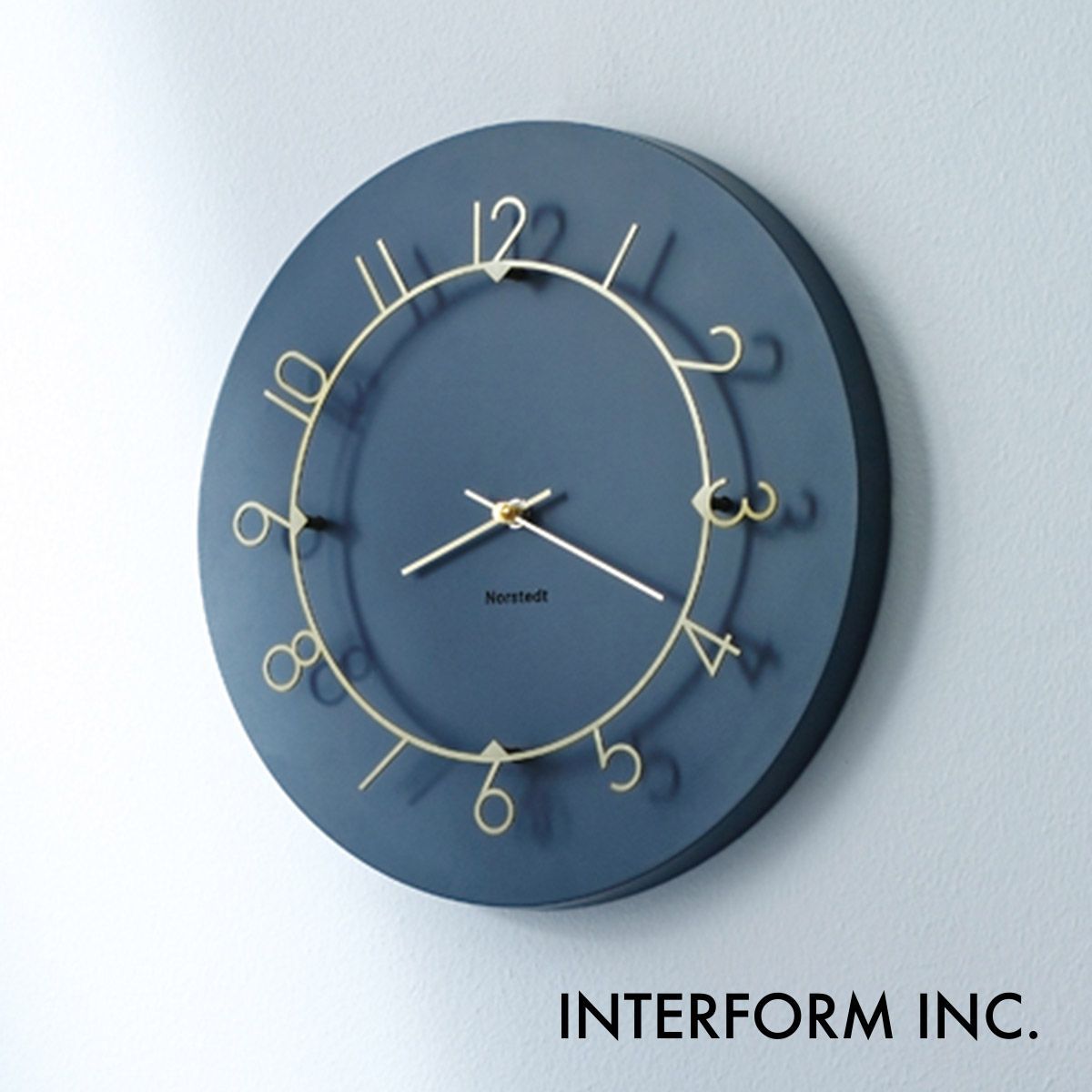 Luu ルウ ウォールクロック 【ネイビー】 CL-4317 NV INTERFORM インターフォルム 壁掛け時計 インテリア 北欧 モダン スイープムーブメント 連続秒針 静音 おしゃれ ジオメトリック