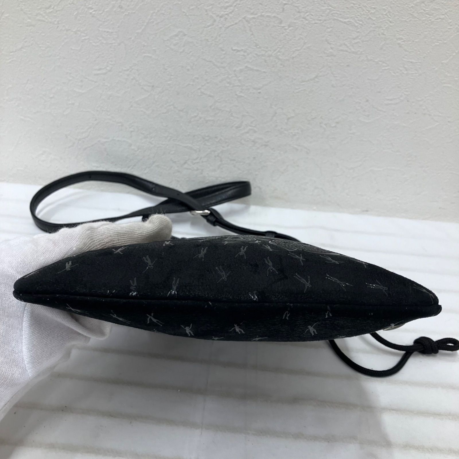 3655 印傳屋 INDEN-YA インデンヤ ショルダーバッグ ブラック系 黒 花
