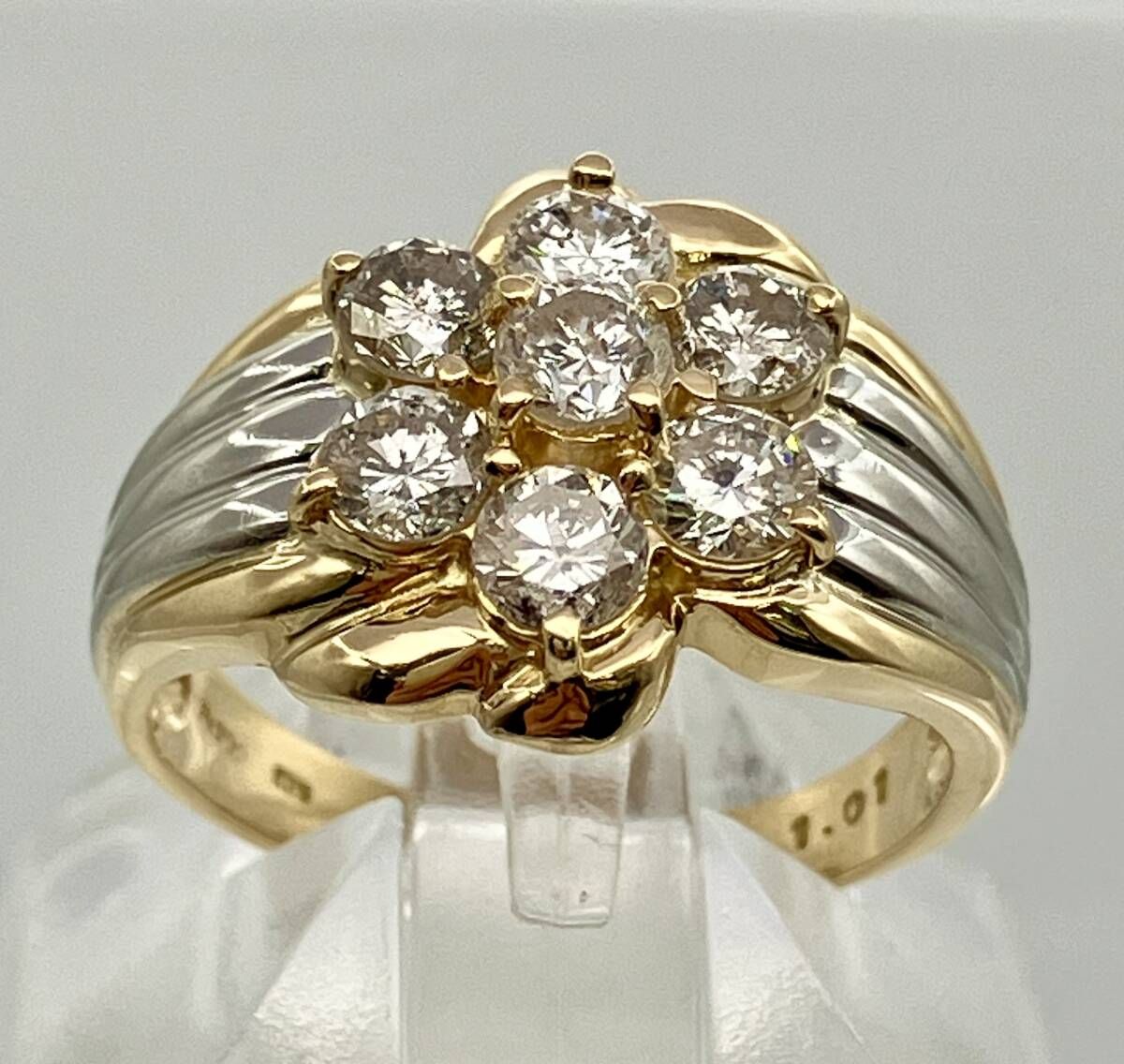 K18／Pt900 ダイヤ 1.01ct 8.5号 総重量 4.2g リング