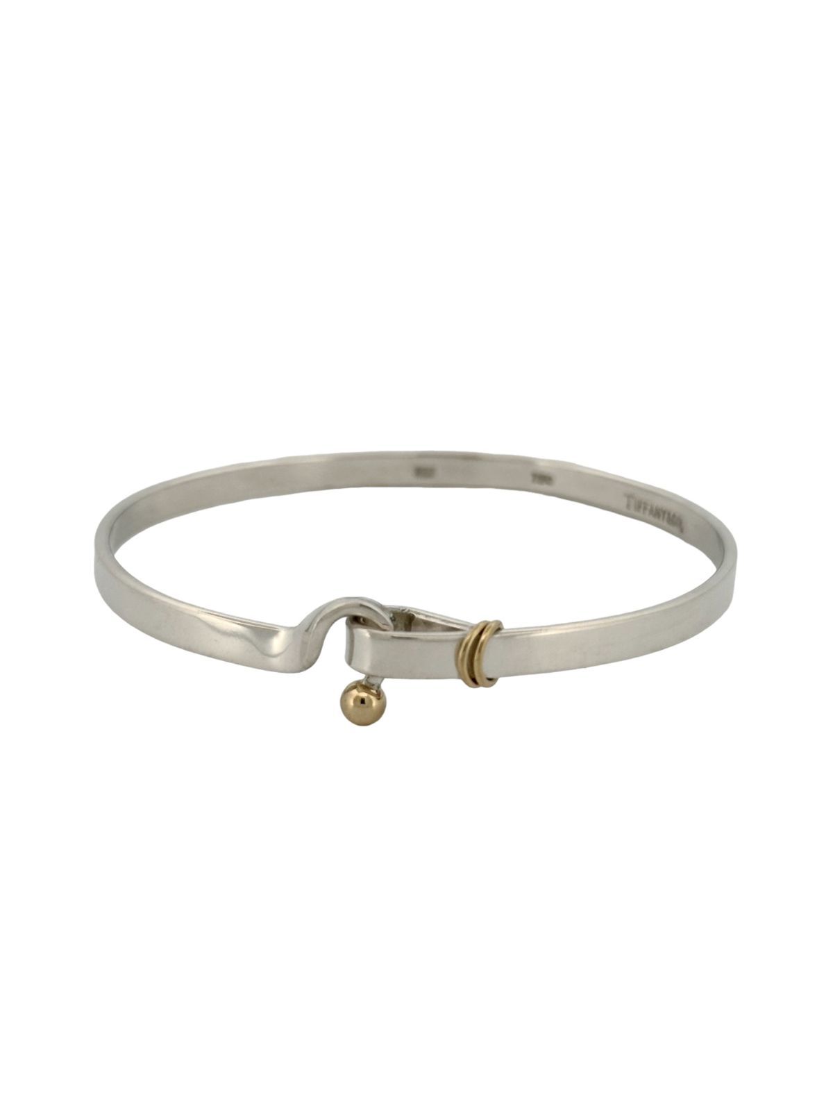 TIFFANY&Co. ティファニー フック&アイ K18 750 SV925 コンビ バングル ブレスレット アクセサリー 12.7g