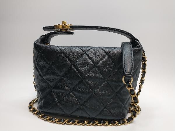 CHANEL シャネル19 マトラッセ スモール ホーボー チェーンショルダーバッグ AS1745 ラムスキン ブラック ゴールド金具 ハンドバッグ