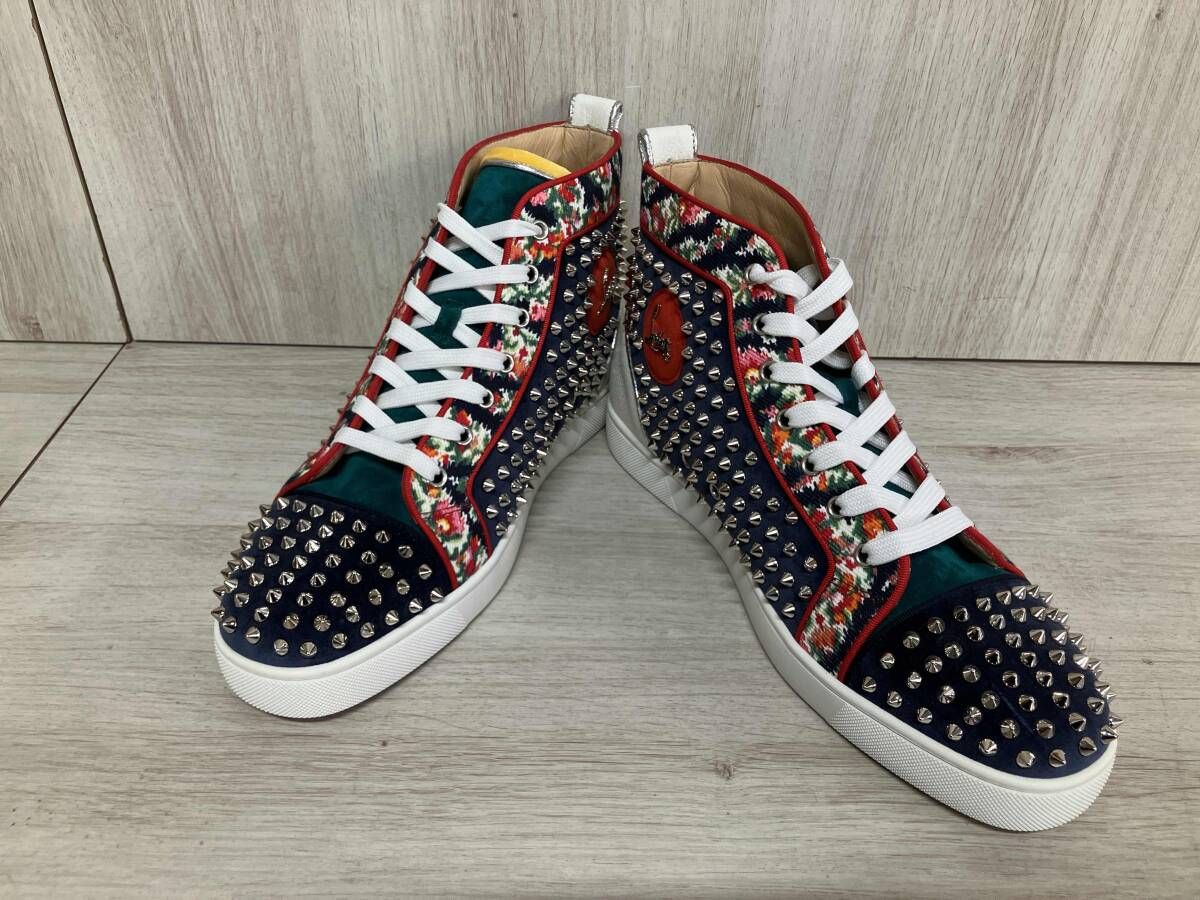 Christian Louboutin クリスチャン ルブタン スニーカー ハイカットスニーカー スウェード 花柄 28.0-28.5cm 箱なし