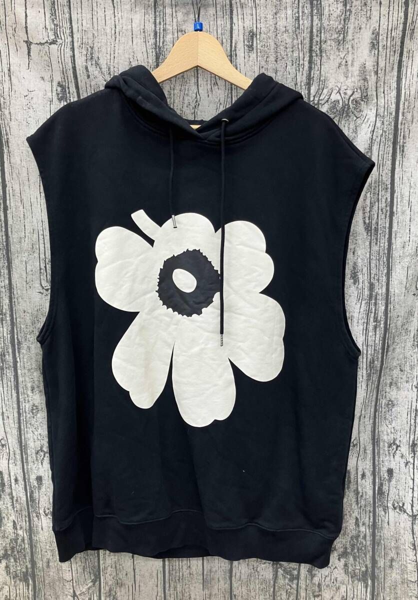 Marimekko Kioski マリメッコ ノースリーブ パーカー ブラック 花柄 Lサイズ