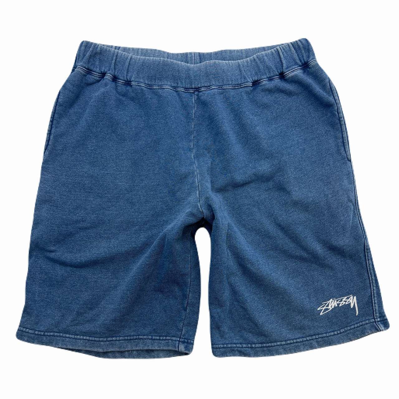 ステューシー ショートパンツ メンズ L ブルー コットン100％ デニムライク 短パン スウェット生地