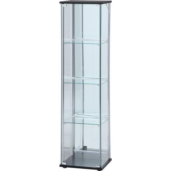 コレクションケース 約幅42.5×奥行36.5×高さ162cm 4段 ブラック 強化ガラス 背面ミラー LED ディスプレイケース リビング