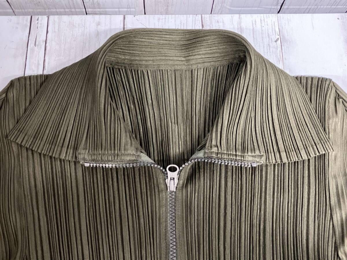 PLEATS PLEASE ISSEY MIYAKE イッセイミヤケ PP93-JA1023 レディース パーカー ワンピース 長袖 size3 モスグリーン プリーツ加工