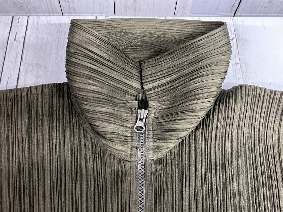 PLEATS PLEASE ISSEY MIYAKE イッセイミヤケ PP93-JA1023 レディース パーカー ワンピース 長袖 size3 モスグリーン プリーツ加工