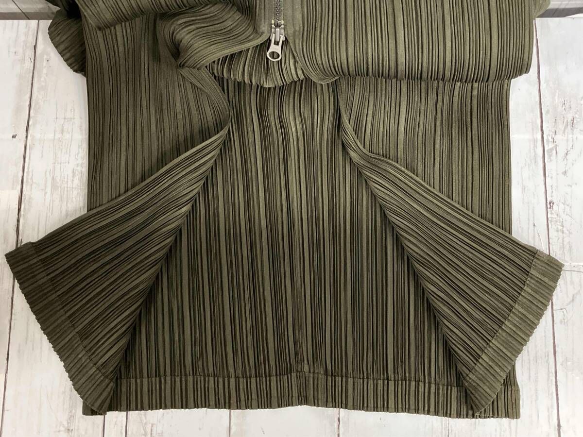 PLEATS PLEASE ISSEY MIYAKE イッセイミヤケ PP93-JA1023 レディース パーカー ワンピース 長袖 size3 モスグリーン プリーツ加工