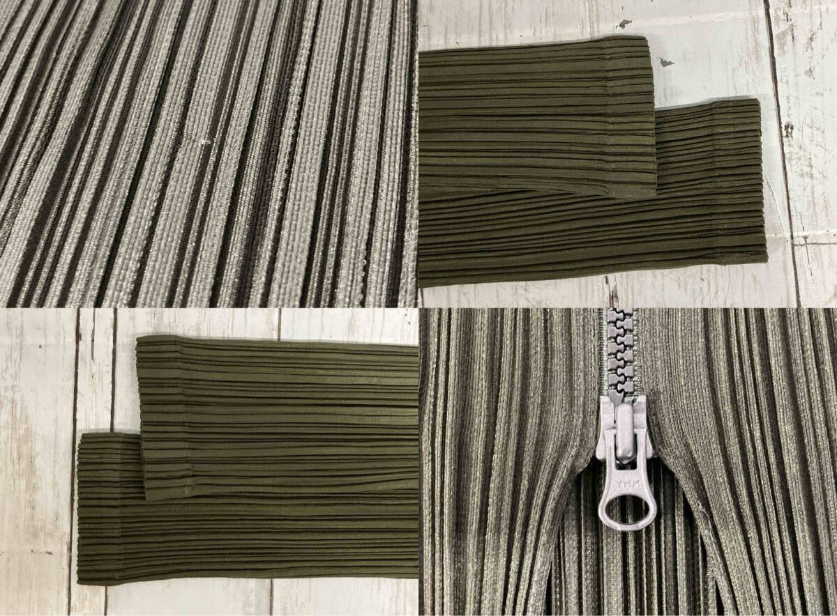 PLEATS PLEASE ISSEY MIYAKE イッセイミヤケ PP93-JA1023 レディース パーカー ワンピース 長袖 size3 モスグリーン プリーツ加工