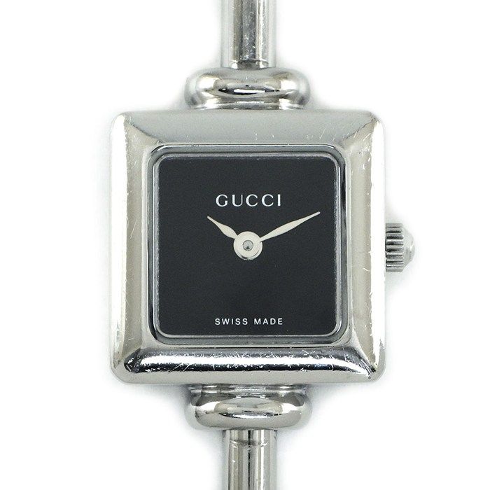 グッチ GUCCI 腕時計 バングルウォッチ スクエア 1900L ブラック文字盤 SS クオーツアナログ 【中古】