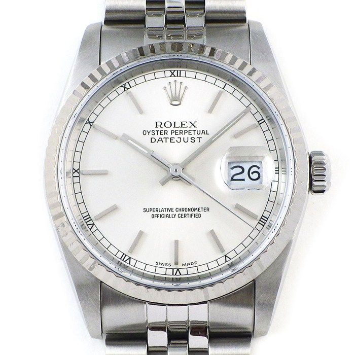 ロレックス Rolex 腕時計 デイトジャスト 16234 L番 1989-1990年 サンレイ シルバー文字盤 デイト K18WG SS 自動巻き 【中古】