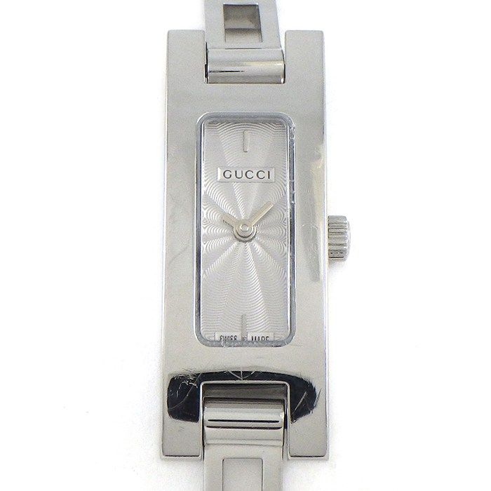 グッチ GUCCI 腕時計 バングルウォッチ 3900L レクタンギュラー シルバー ギョーシェ文字盤 SS クオーツアナログ 【中古】