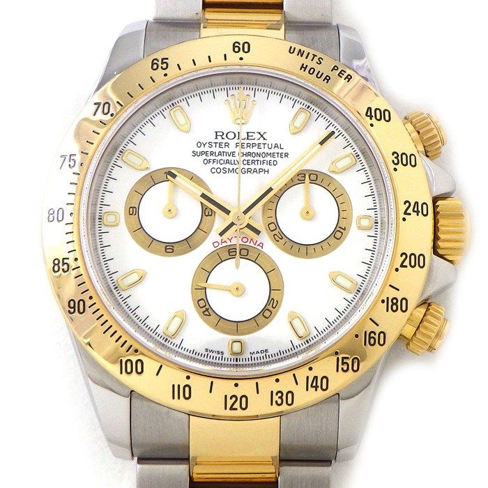 ロレックス Rolex 腕時計 コスモグラフ デイトナ 116523 Z番 2006年製 ホワイト文字盤 クロノグラフ タキメーター スモールセコンド K18YG SS 自動巻き 【箱・保付き】 【中古】