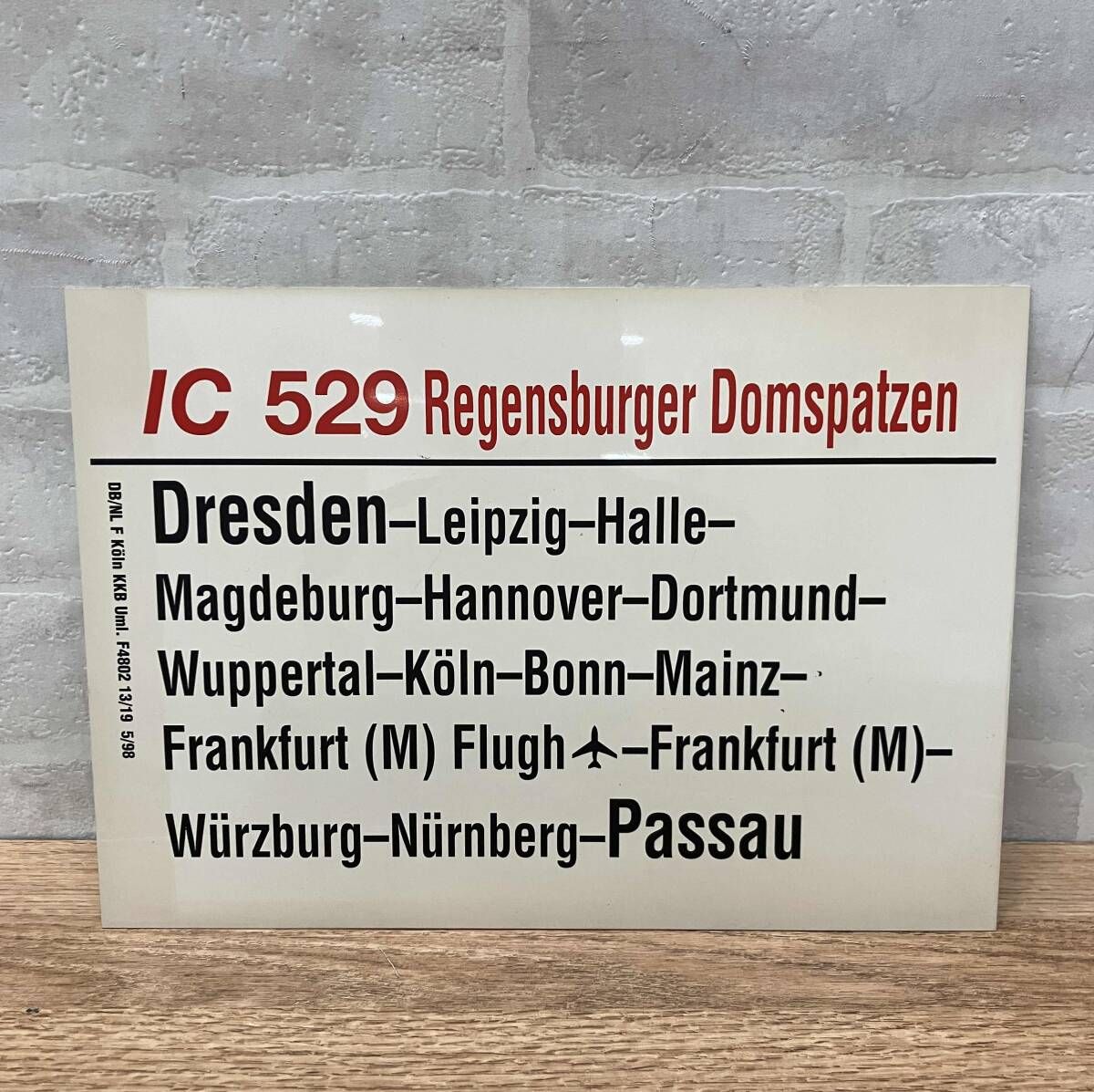 4☆ドイツ鉄道 行き先板 IC529 Regensburger Domspatzenドレスデンー