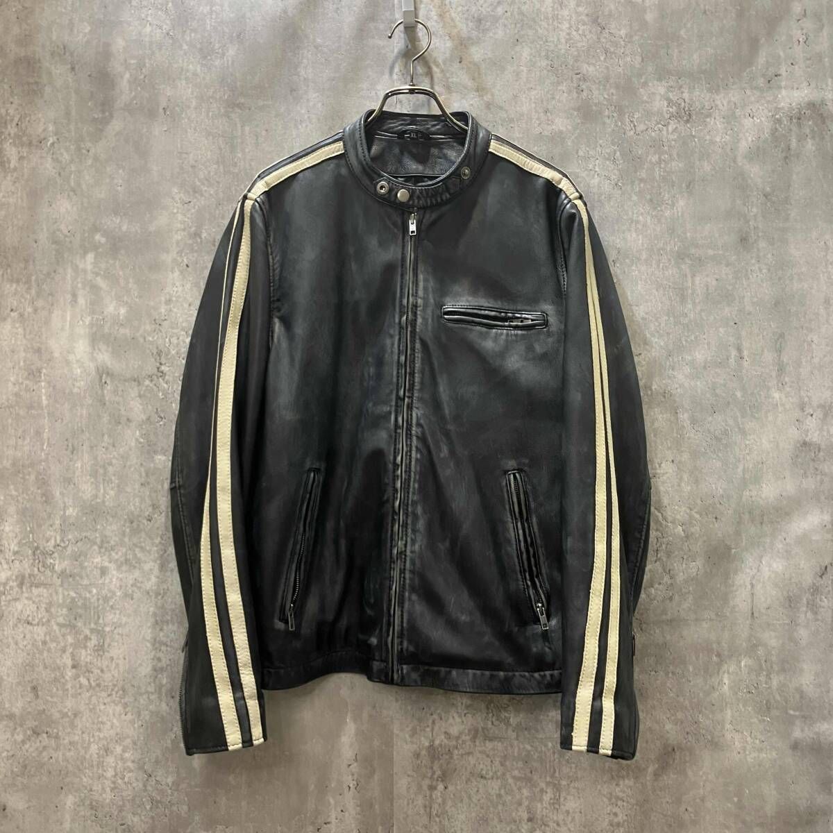one and half ラムレザーシングルライダース ジャケット One And Half シングルライダース ラムレザー size XL ブラック - メルカリ
