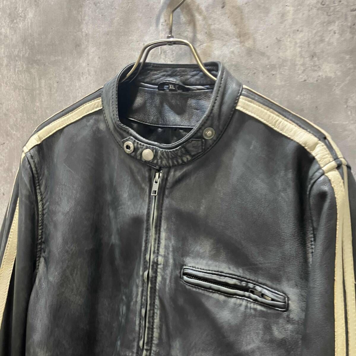 one and half ラムレザーシングルライダース ジャケット One And Half シングルライダース ラムレザー size XL ブラック - メルカリ