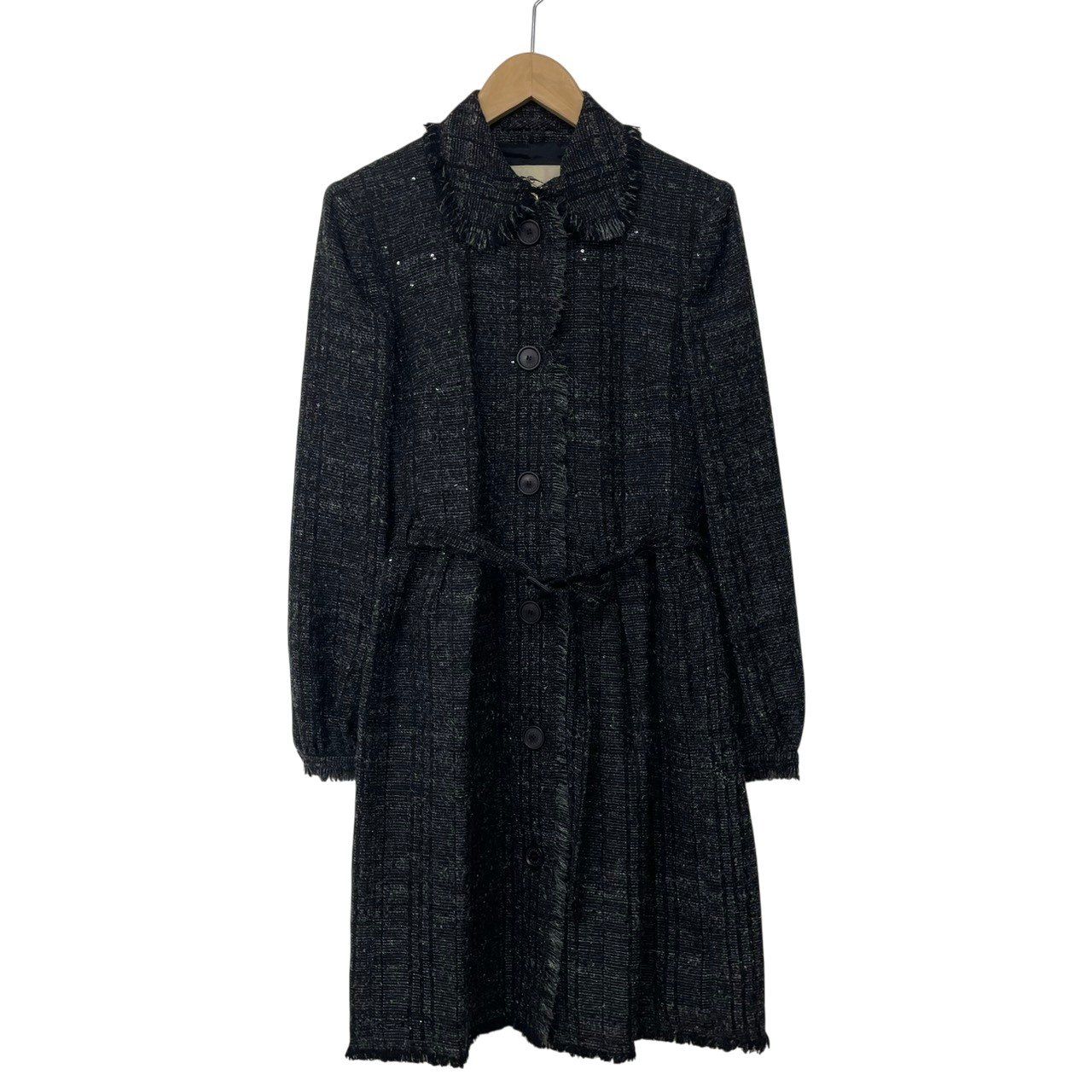 BURBERRY LONDON/バーバリーロンドン/ツイード/ノヴァチェック/パイピング/スパンコール/タック/イタリア製/レディース/サイズ38/コート/レディース/RS1436