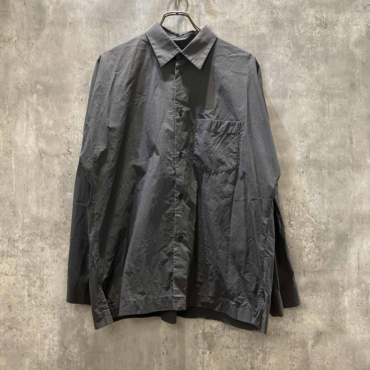 ISSEY MIYAKE HOMME PLISSE STREAMLINE SHIRT size M ダークグレー イッセイミヤケオムプリュス