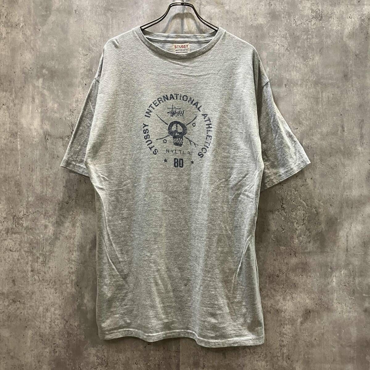 90s STUSSY USA製 サークルロゴプリントTEE size L グレー ストゥーシー