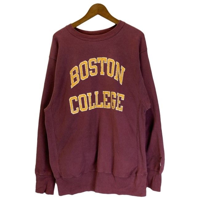 【中古】　Champion REVERSE WEAVE　スウェット　90s vintage　90年代　長袖　トレーナー　トップス　クルーネック　裏起毛　BOSTON COLLEGE　プリント　USA製　オーバーサイズ　アメカジ　古着　/1591