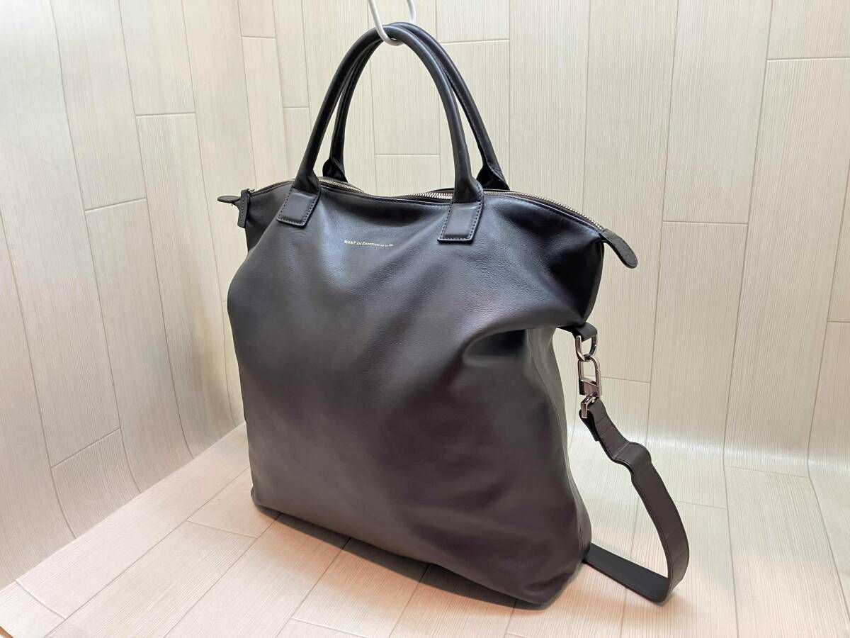 ★ WANT Les Essentiels de la Vie ウォントレス エッセンシャルデラヴィトートバッグ レザー 日本製 2WAY メンズ ブラウン 通年