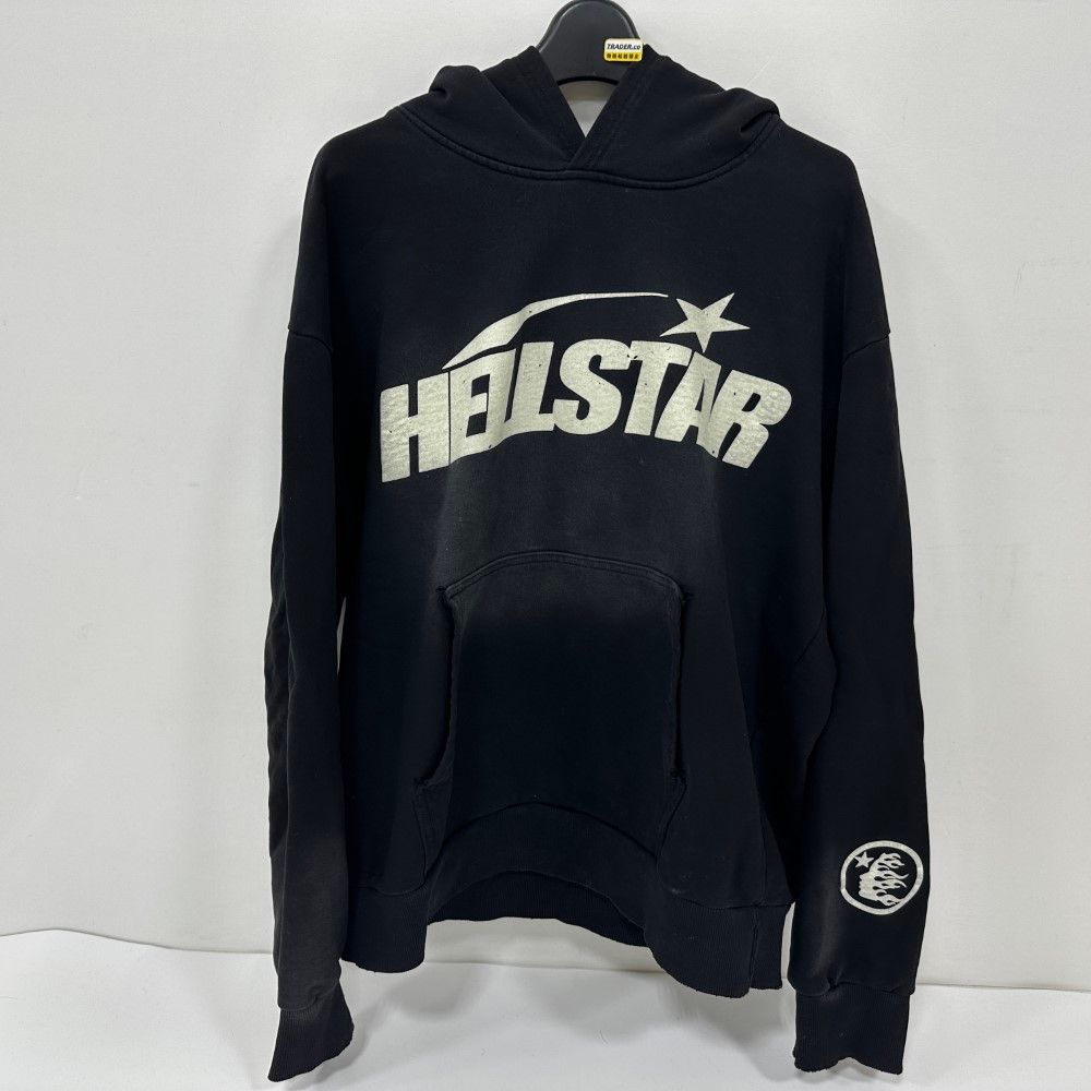 07w70170 HELLSTAR ヘルスター Sサイズ ブラック フーディーロゴプリントパーカー 中古品 パーカー