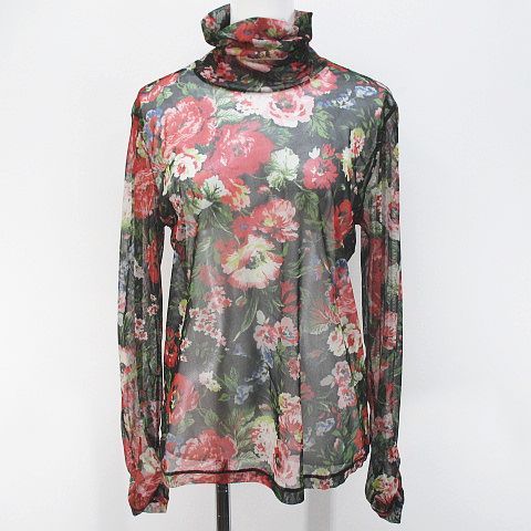 INGEBORG インゲボルグ 花柄 パワーネット　チュール　シアー　トップス インゲボルグ INGEBORG 花柄 長袖 シアー カットソー 4/11号 黒系