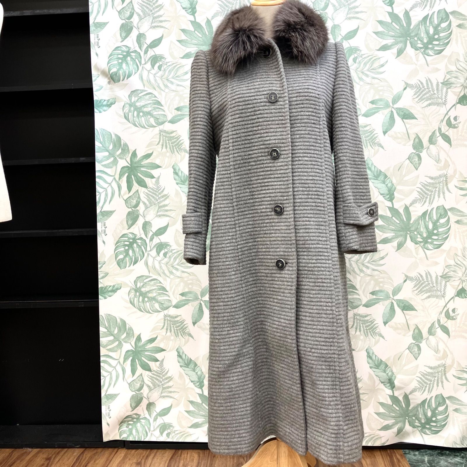 ZZ411 cojana ファーコート フォックスファー レディース グレー