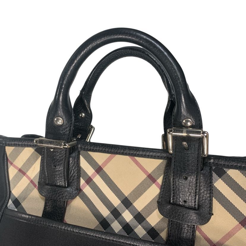 ♪4379 BURBERRY バーバリー ハンドバッグ ノバチェック シャドーロゴ