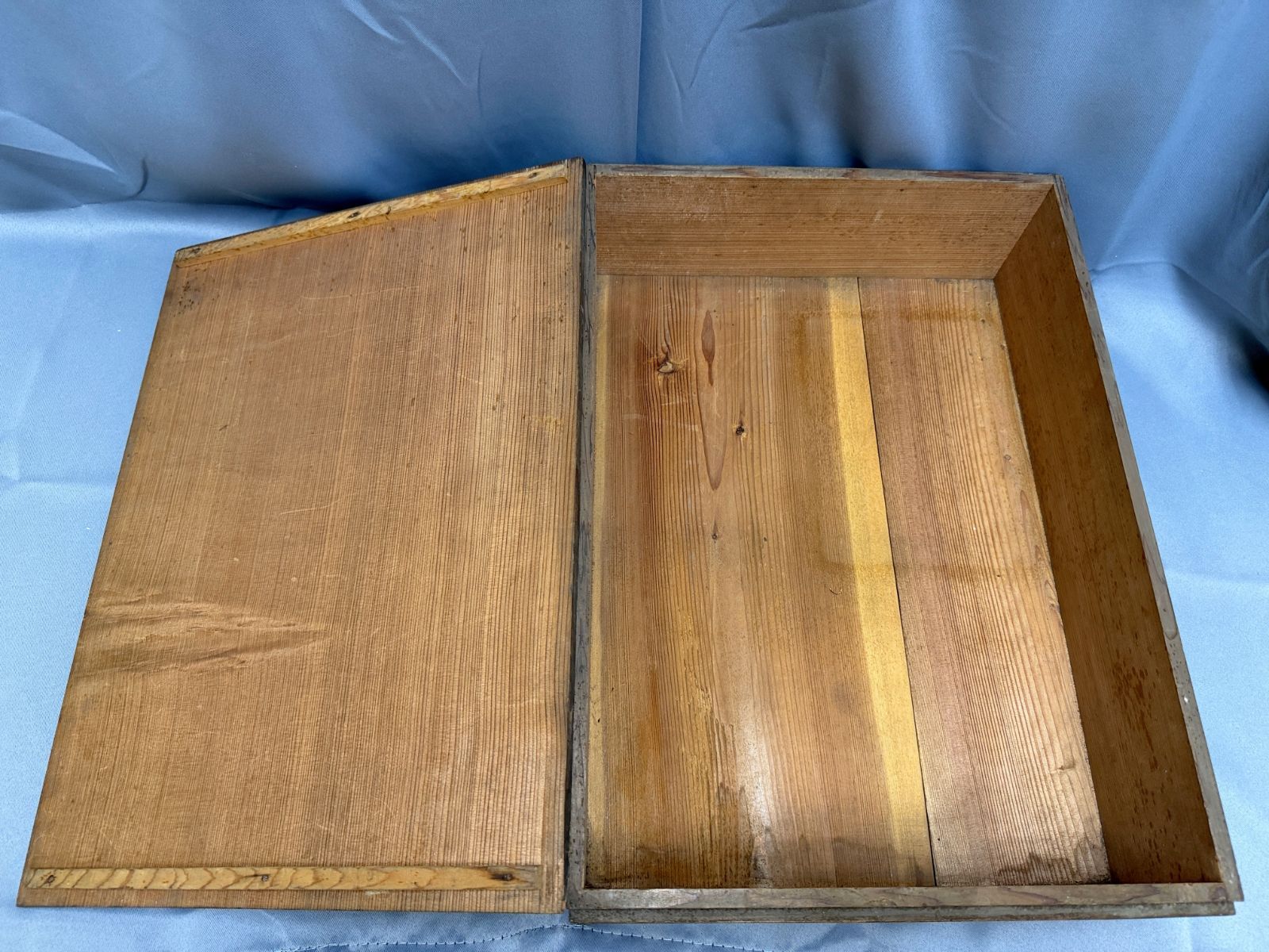 D34 明治期 古木箱 蓋付き 書類函 37cm×52cm×14cm アンティーク 木箱