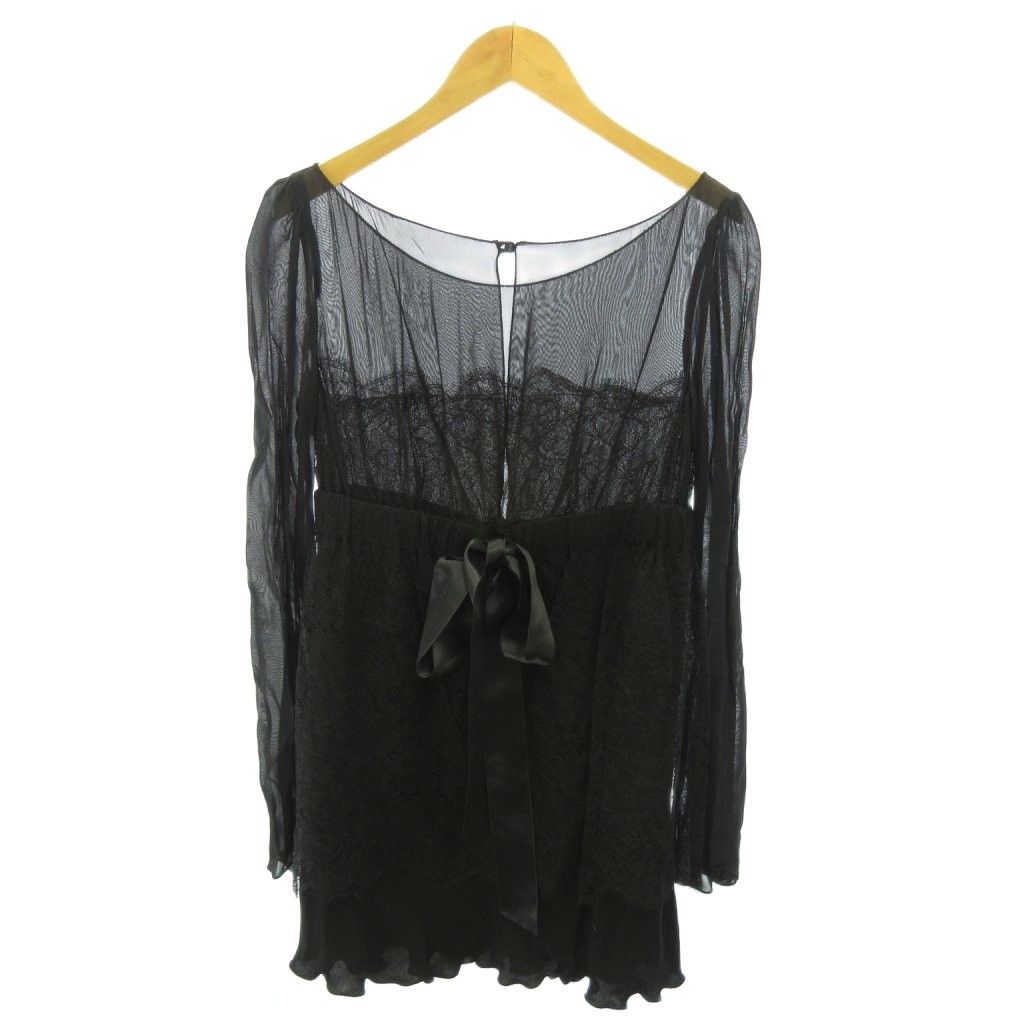 レッド ヴァレンティノ RED VALENTINO タグ付 フォーマル シャツ ブラウス プルオーバー レース 切替 シースルー 長袖 40 黒 ブラック 0521