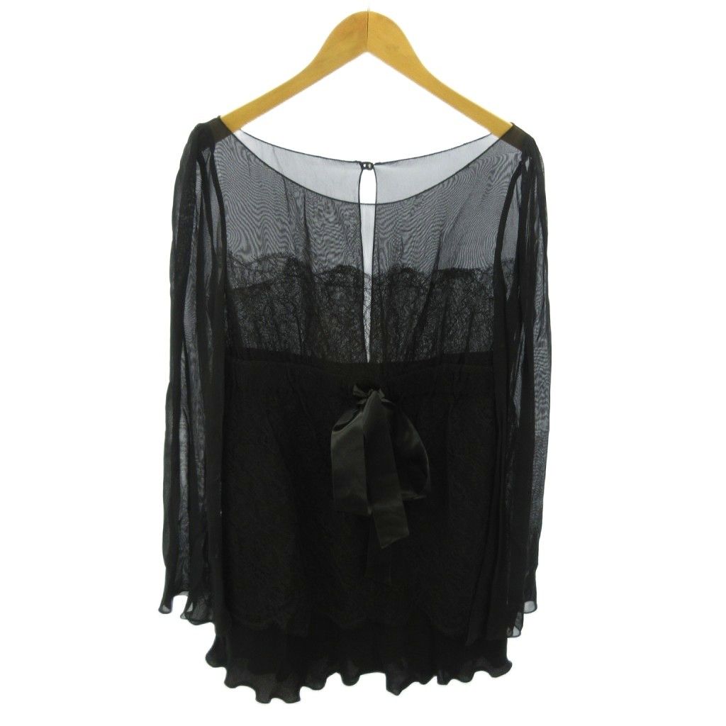 レッド ヴァレンティノ RED VALENTINO タグ付 フォーマル プルオーバー シャツ ブラウス シースルー 切替 レース 長袖 40 黒 ブラック 0521