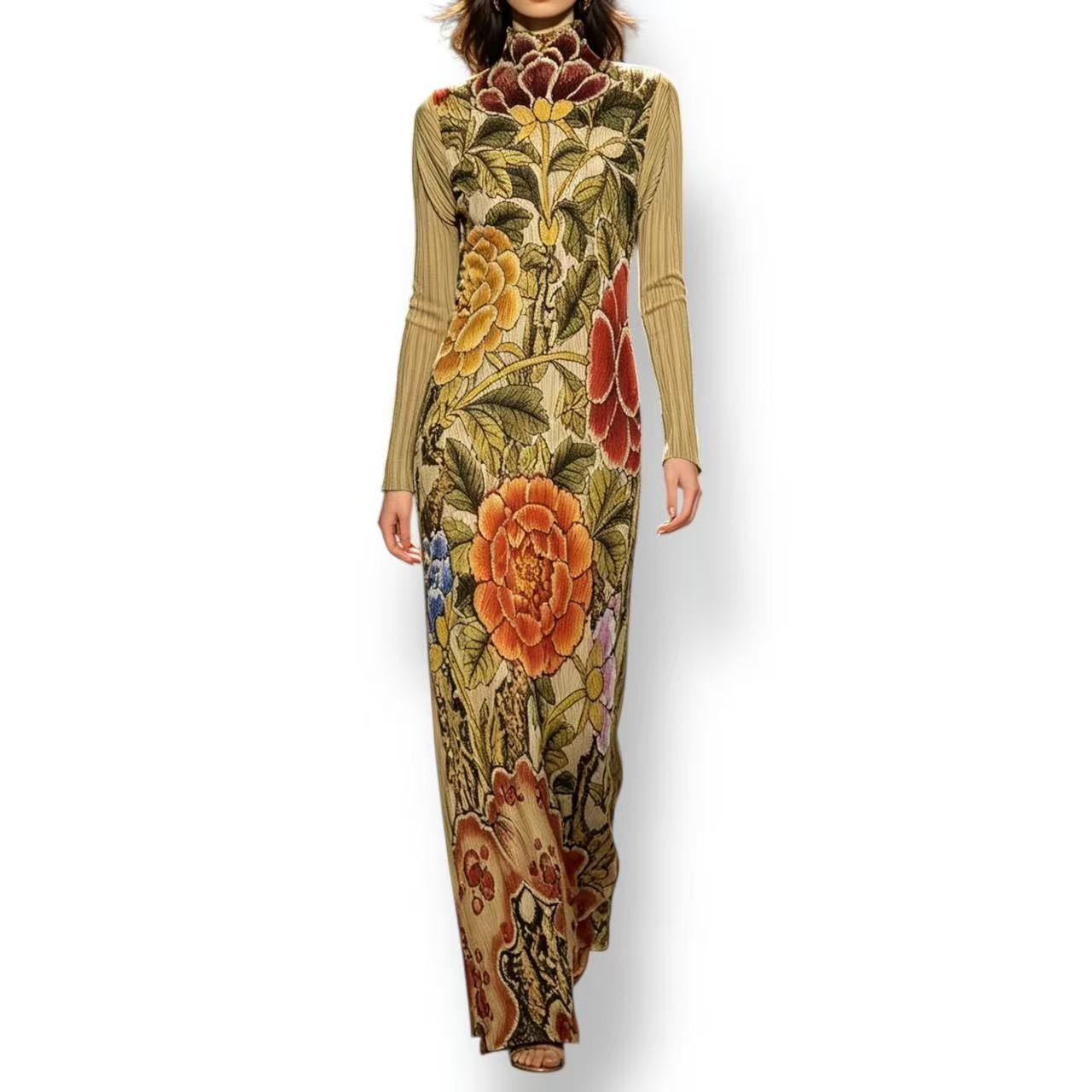 極美品 ISSEY MIYAKE イッセイミヤケ PLEATS PLEASE プリーツプリーズ ワンピース 牡丹 花柄 フラワー 総柄 サイズ4 109,384円