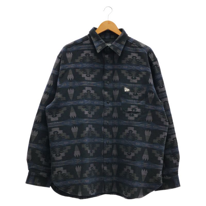 【中古】NEW ERA×PENDLETON 総柄シャツ サイズXL ブラック/ネイビー ニューエラ ペンドルトン[19]