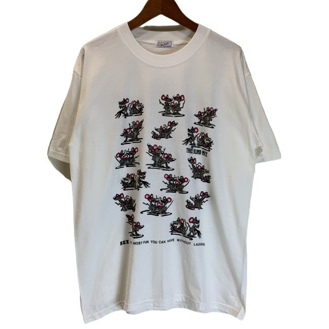 【中古】　U.S.A.Design　Tシャツ　半袖　トップス　クルーネック　プリント　アニマル　ネズミ　USA製　古着　/5608