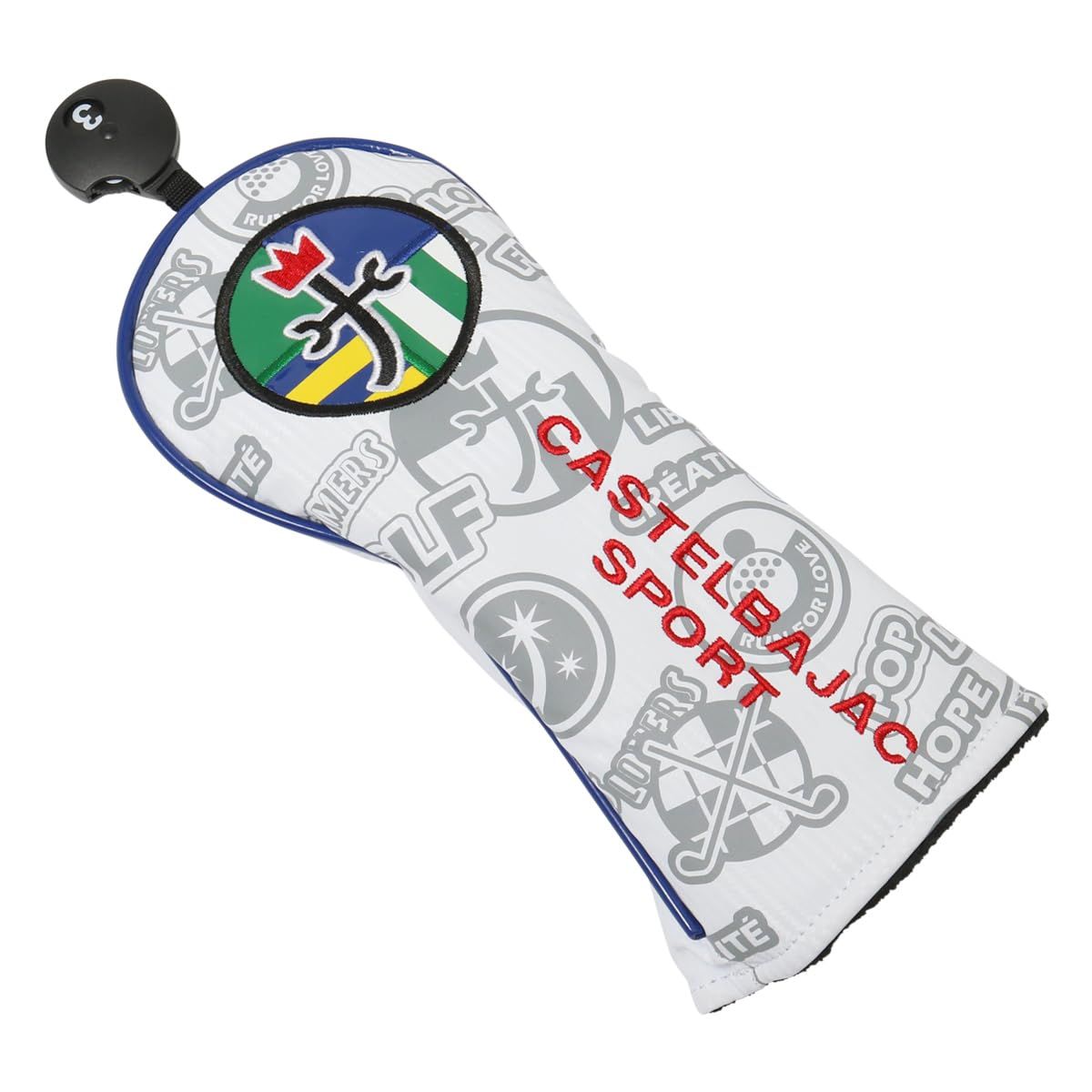 新品 [カステルバジャック] スポーツ ゴルフ ユーティリティカバー メンズ 7233399306 SPORT スポーツ UT用 総柄プリント KAMON刺繍 【01】 ホワイト
