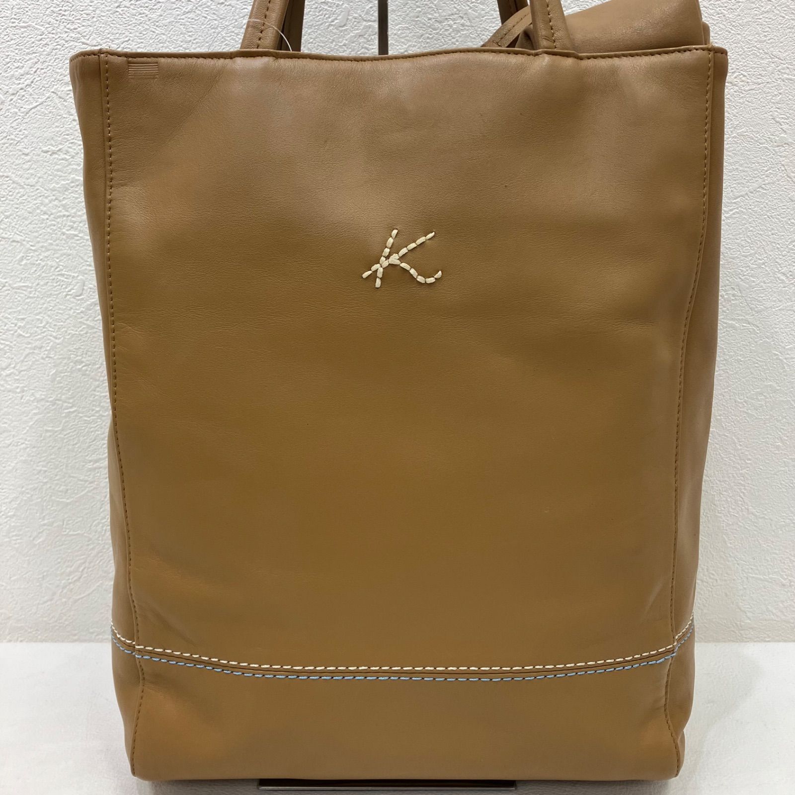 3589 Kitamura キタムラ ハンドバッグ レザー ベージュ系 Kロゴ