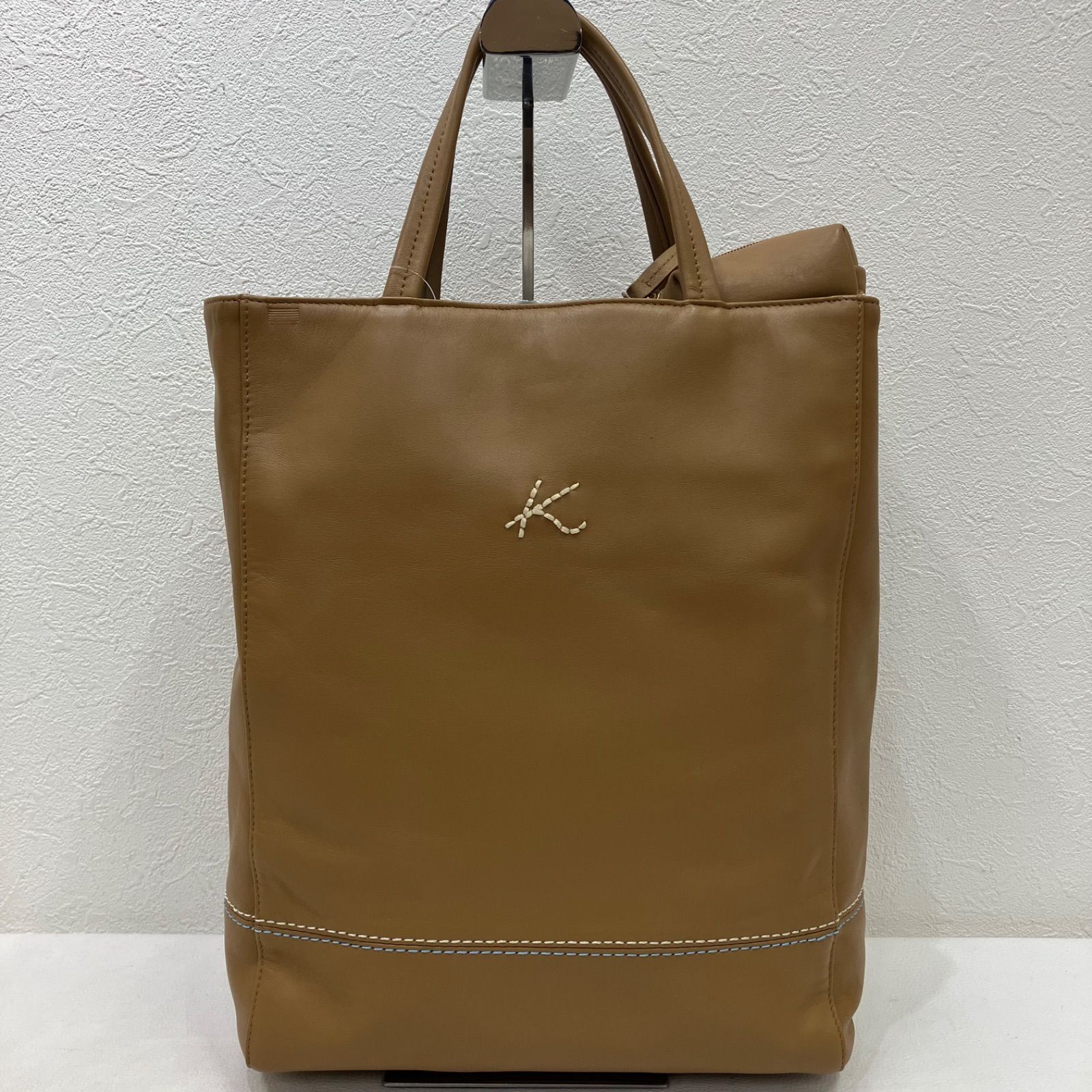 3589 Kitamura キタムラ ハンドバッグ レザー ベージュ系 Kロゴ