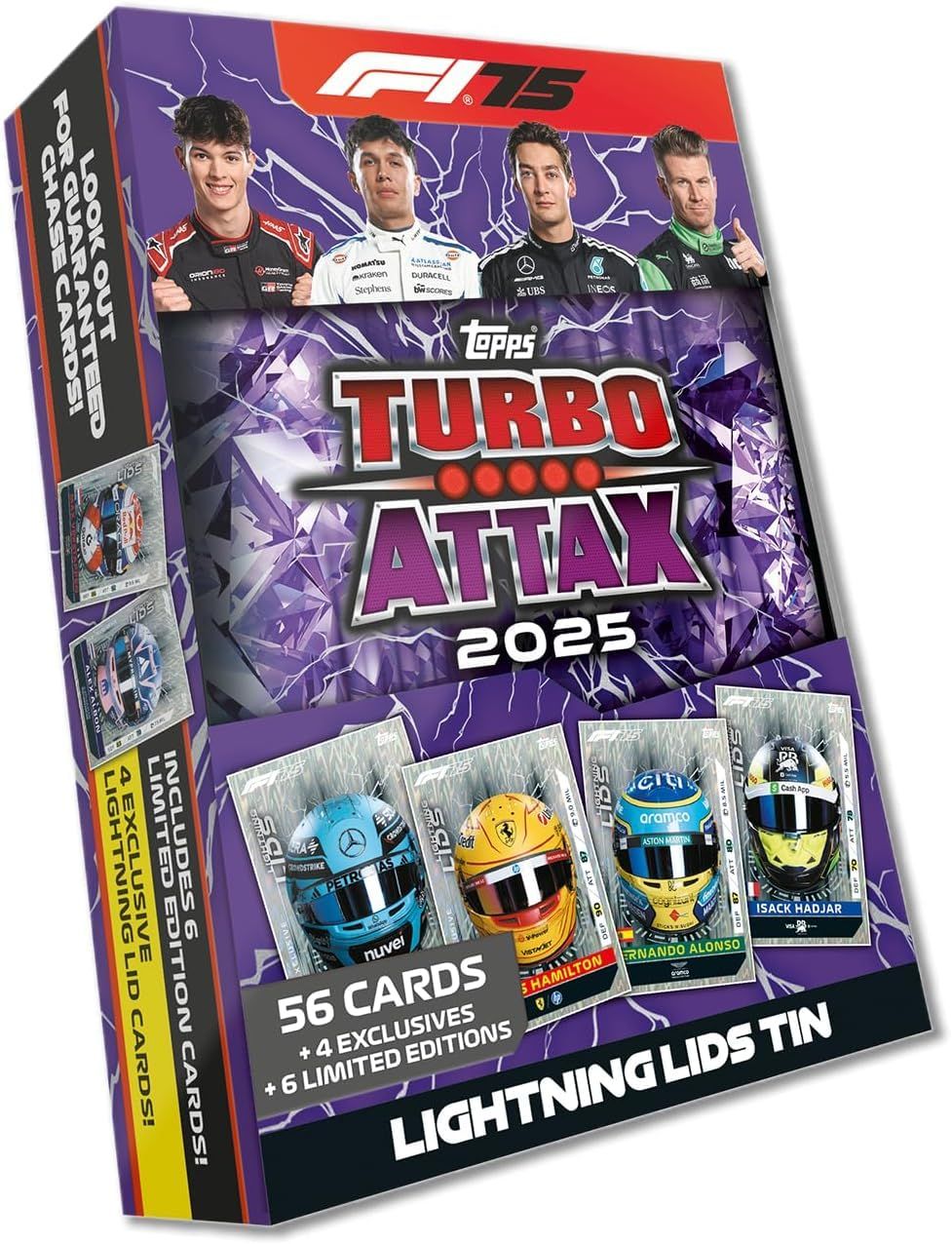 新品 Topps Turbo Attax Formula 1 2025 - メガティン - ライトニングリッド - 6枚のLEと4枚の限定「ライトニングリッド」カードを含む66枚のカードが入っています。